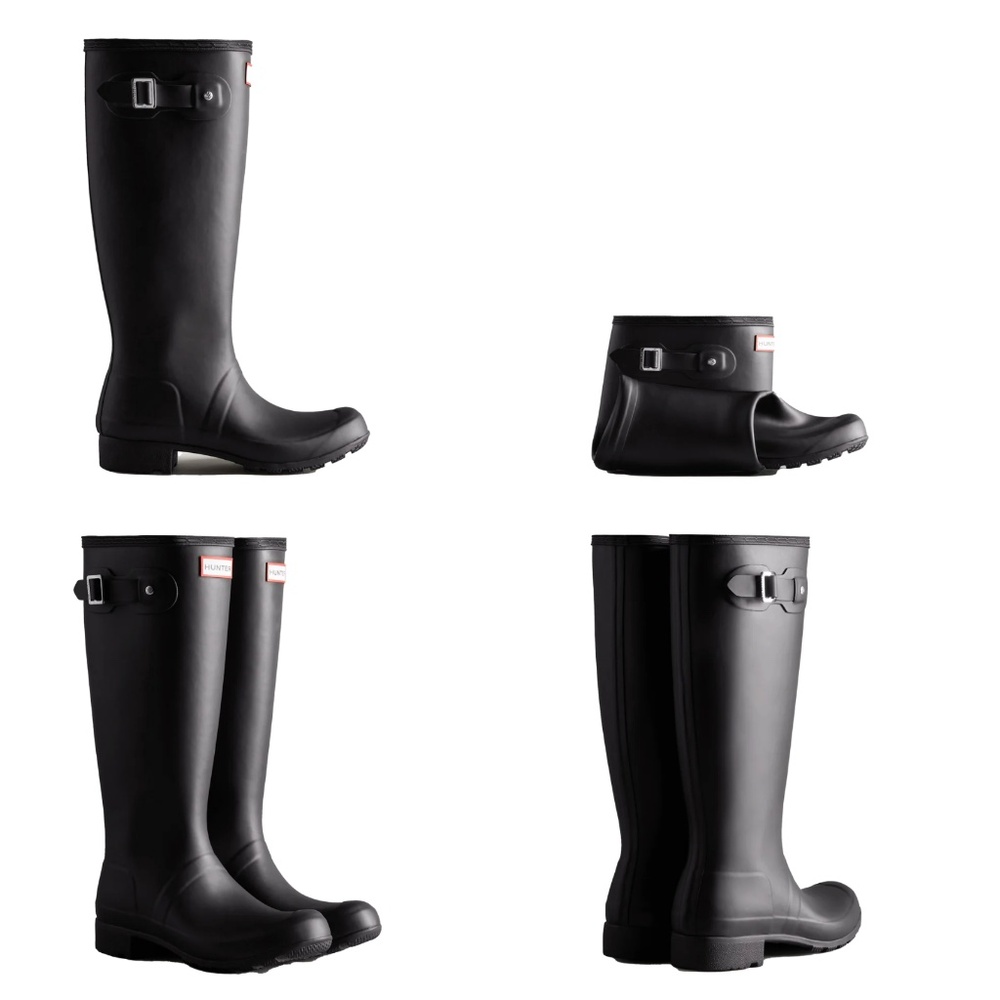 Hunter Women's Tour Foldable Tall Rain Boot Size 7 in Black